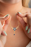Blue Zircon Star Necklace | Gold Plated Silver Celestial Pendant | Dainty Jewelry Gift