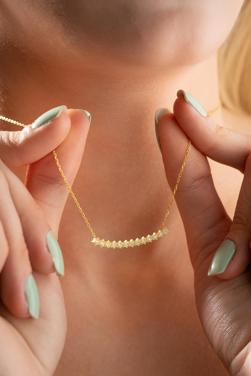 Star Bar Necklace Silver 925 | Celestial CZ Jewelry | Dainty Minimal Gold Plated | Gift for Her