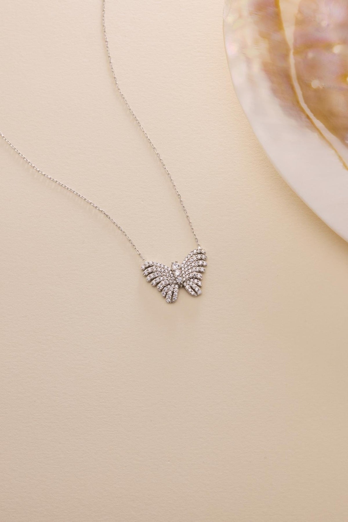 Butterfly Necklace Silver 925 | Zircon Wings Pendant | Dainty Rhodium Jewelry | Gift for Her