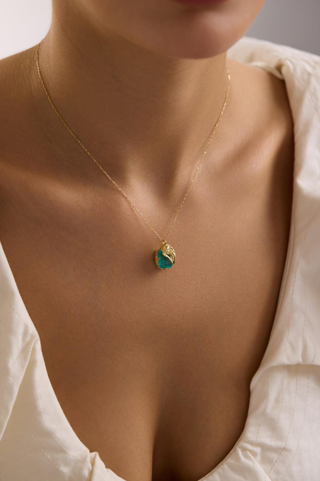 Green Zircon Necklace Silver 925 | Dainty Gold Muse Pendant | Elegant Jewelry Gift