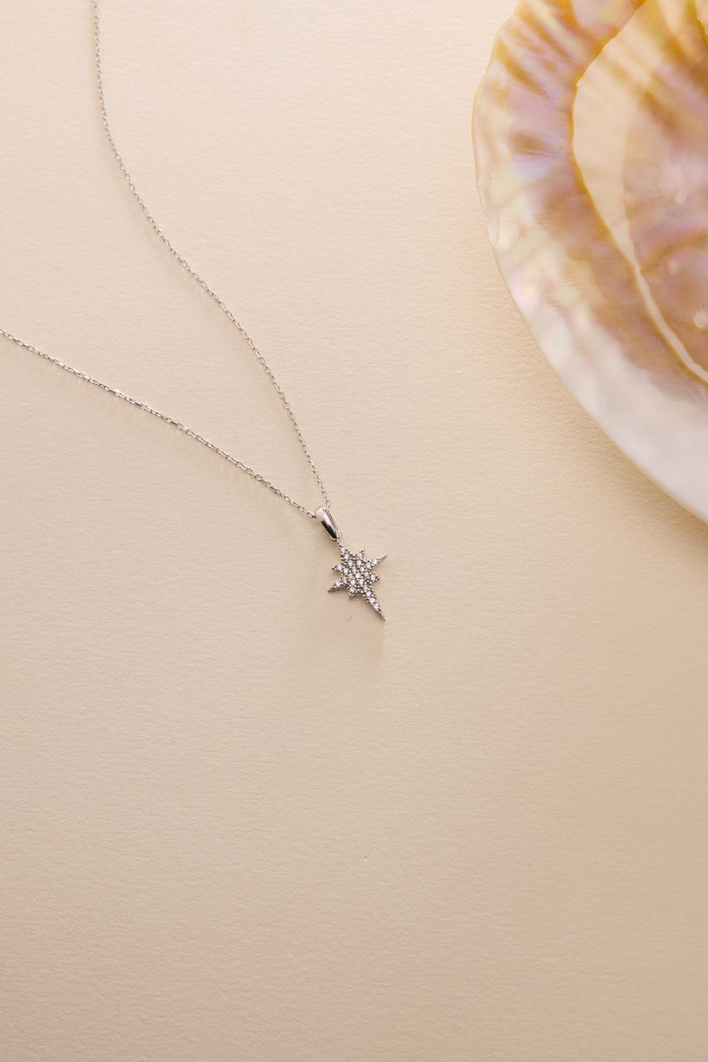Sterling Silver Polaris Necklace | North Star Zircon Celestial Pendant Jewelry