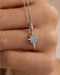 Sterling Silver Polaris Necklace | North Star Zircon Celestial Pendant Jewelry