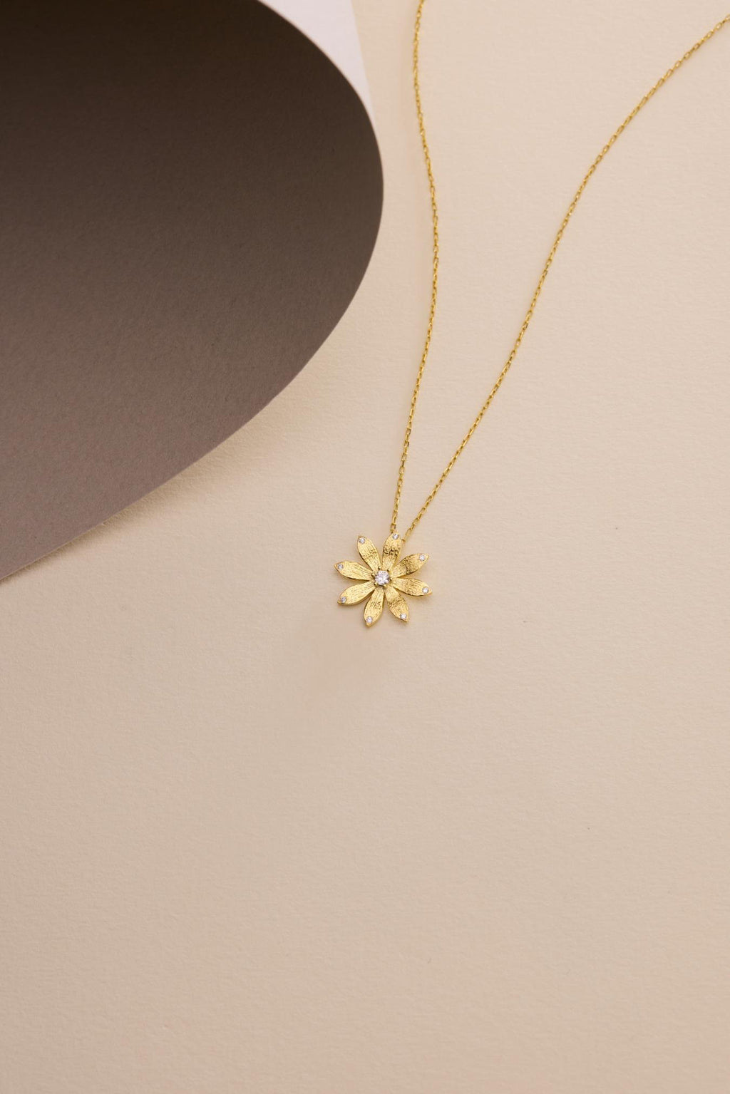 Gold Plated Wildflower Necklace | Sterling Silver Floral Pendant | Zircon Jewelry