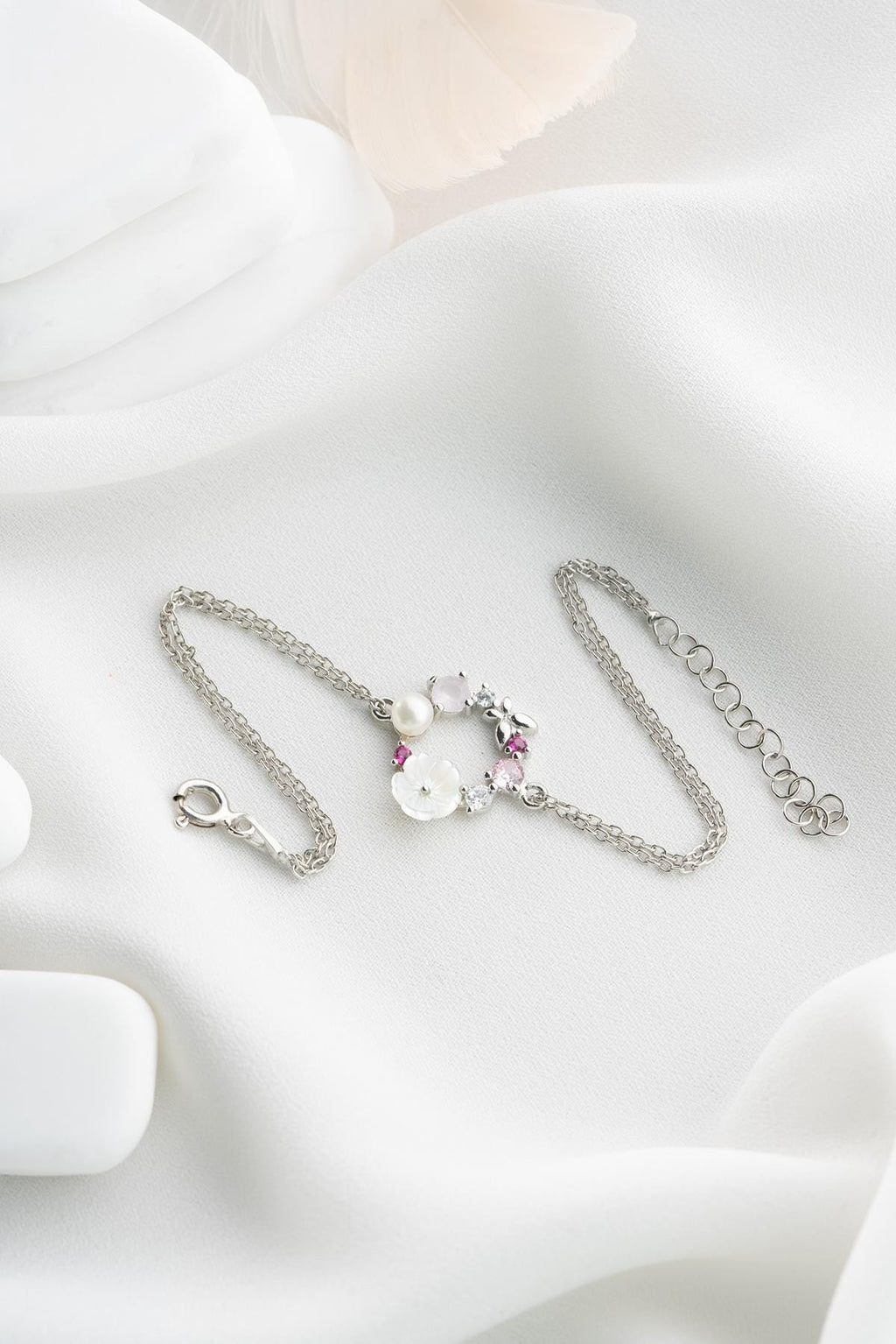 Magnolia Flower Bracelet | 925 Sterling Silver Bracelet | Zircon Floral Jewelry