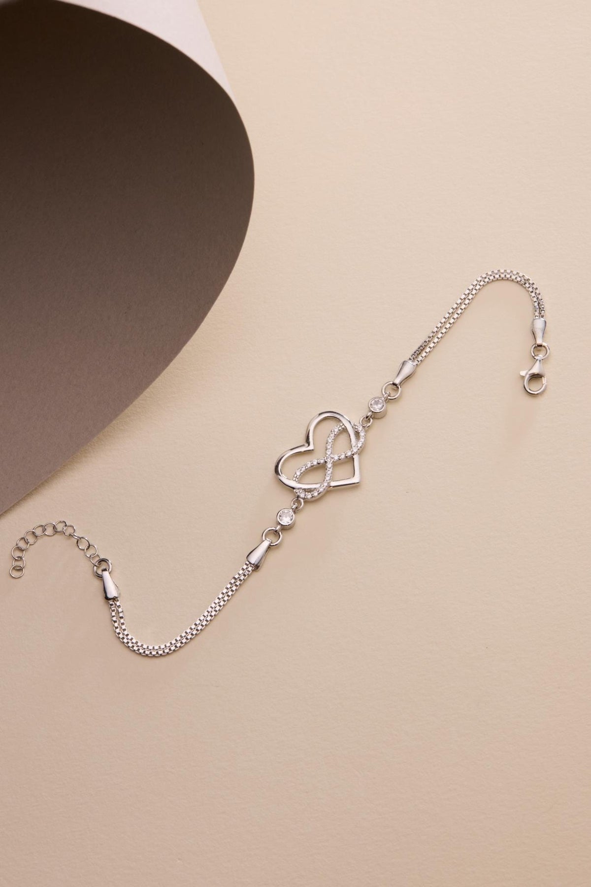 Infinity Heart Bracelet | 925 Sterling Silver Bracelet | Zircon Love Jewelry