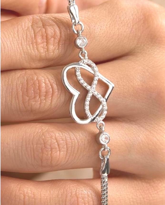 Infinity Heart Bracelet | 925 Sterling Silver Bracelet | Zircon Love Jewelry