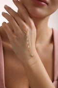 Gold Plated Sterling Silver Shahmaran Hand Bracelet | Baguette Zircon