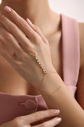 Gold Plated Sterling Silver Snake Hand Chain Bracelet, Zircon Serpent Şahmeran