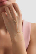 Gold Plated Sterling Silver CZ Bar Hand Chain Bracelet