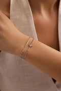 Sterling Silver North Star Bracelet | Double Chain Zircon Celestial Jewelry.