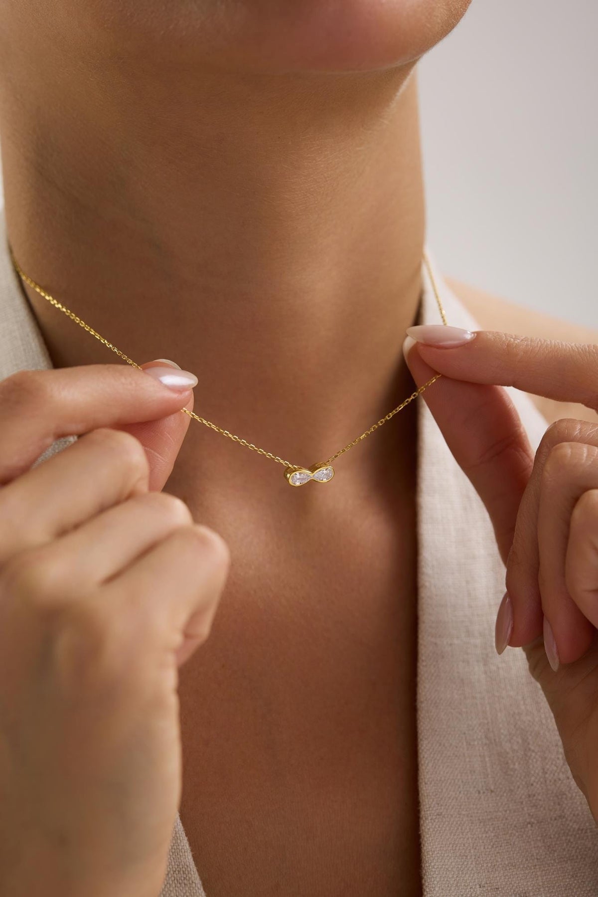 Sterling Silver Infinity Necklace | Gold Plated CZ Pendant | Minimal Dainty Jewelry | Gift