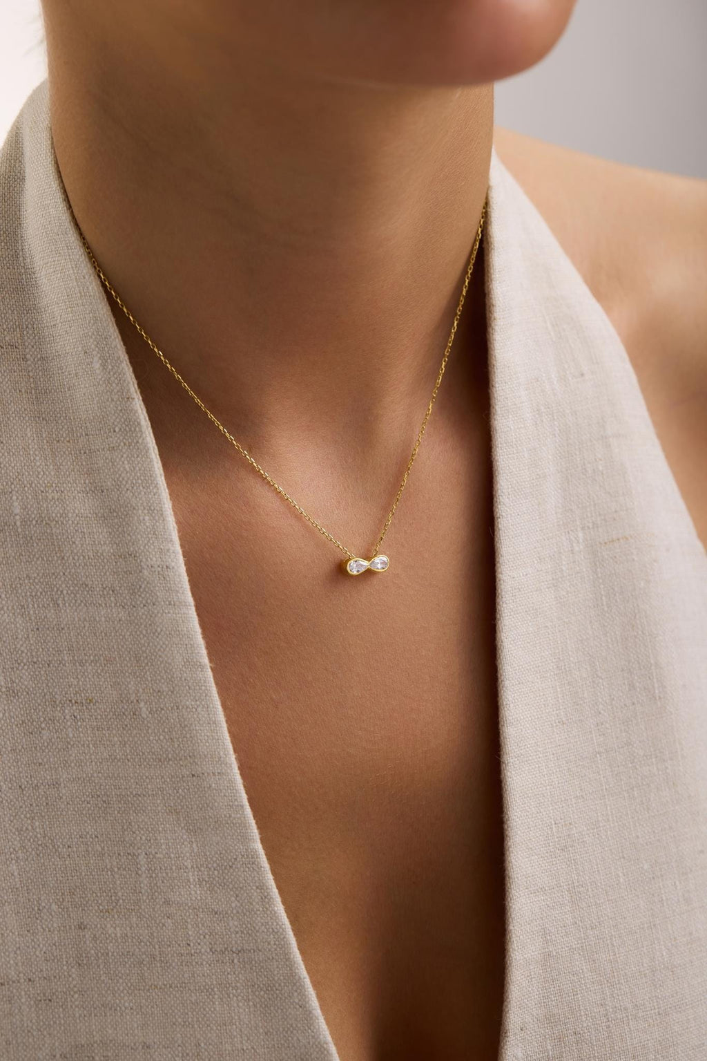 Sterling Silver Infinity Necklace | Gold Plated CZ Pendant | Minimal Dainty Jewelry | Gift