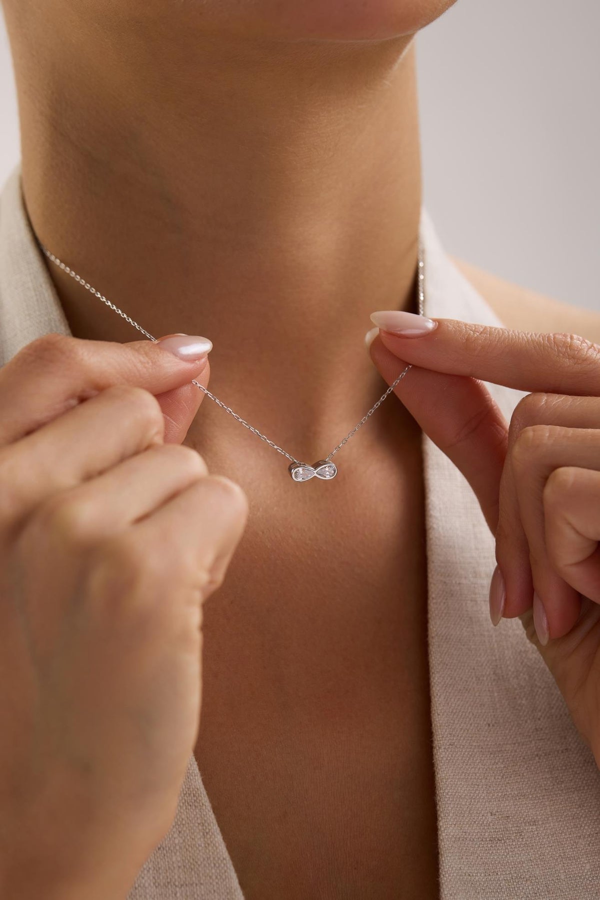 Sterling Silver Infinity Pendant | CZ Dainty Necklace | Minimal Jewelry Gift for Her