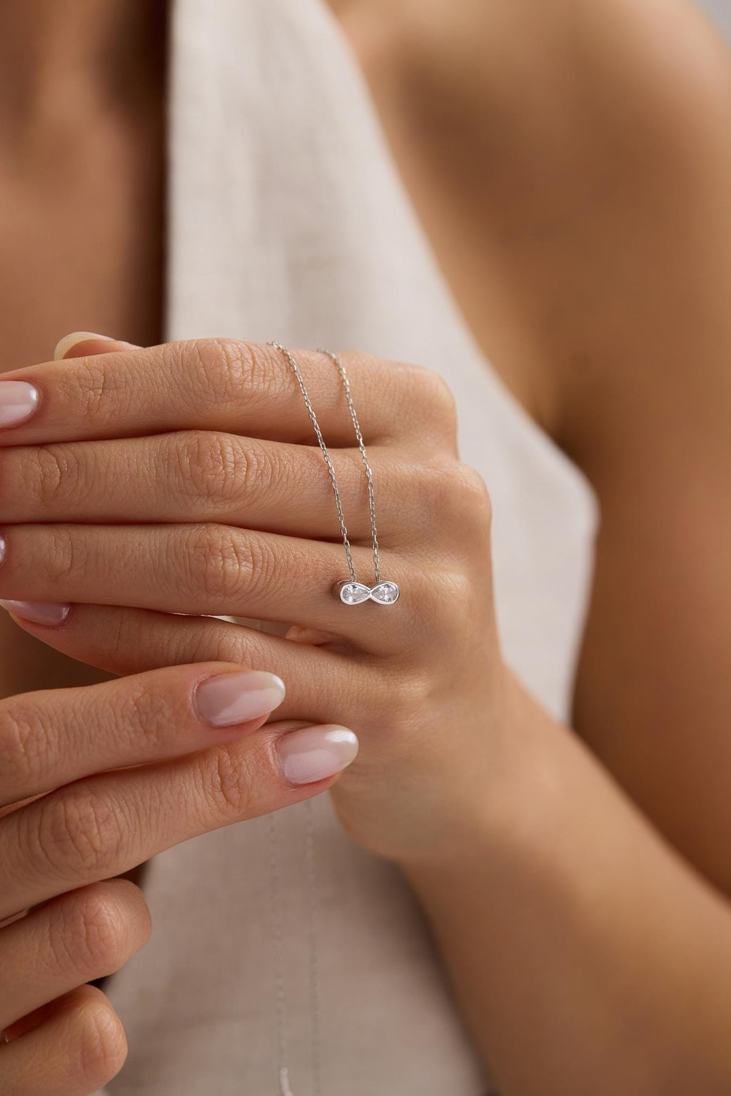 Sterling Silver Infinity Pendant | CZ Dainty Necklace | Minimal Jewelry Gift for Her