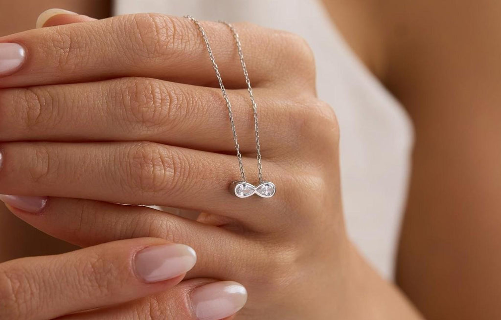 Sterling Silver Infinity Pendant | CZ Dainty Necklace | Minimal Jewelry Gift for Her