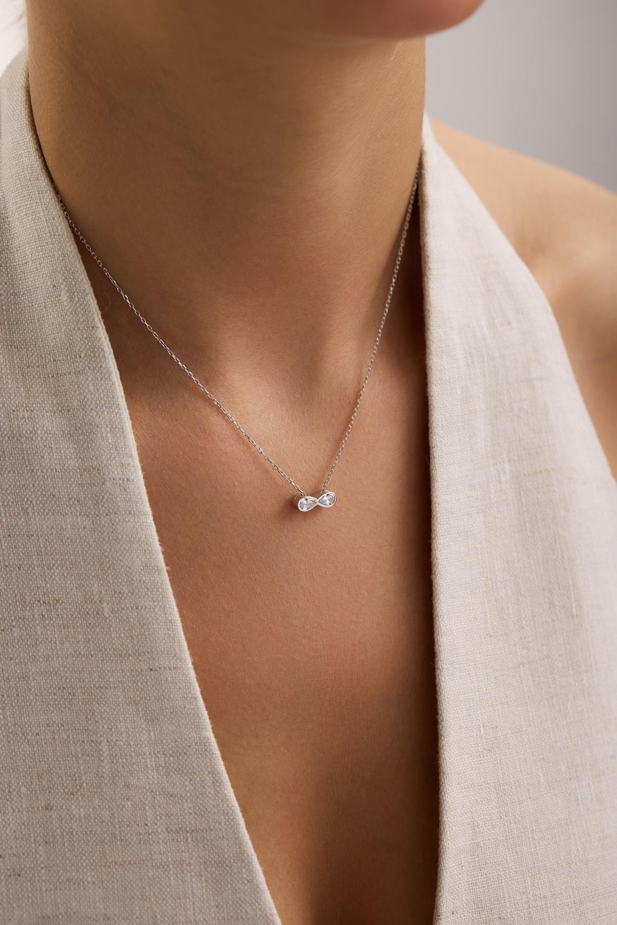 Sterling Silver Infinity Pendant | CZ Dainty Necklace | Minimal Jewelry Gift for Her