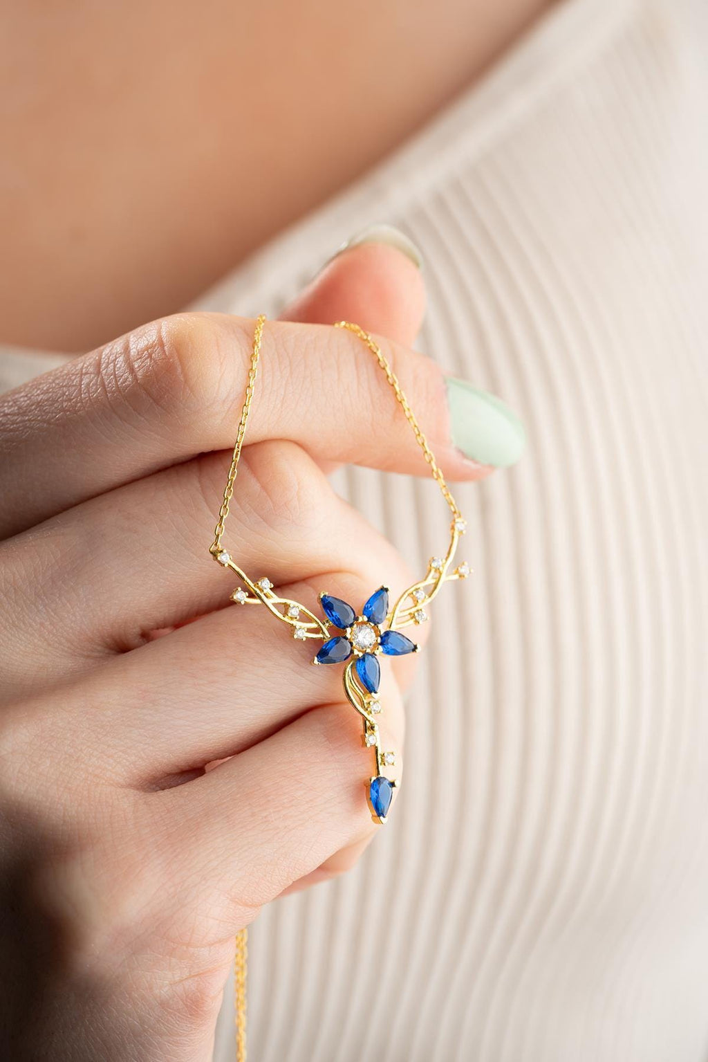 Blue Zircon Star Necklace | Gold Plated Silver Celestial Pendant | Dainty Jewelry Gift