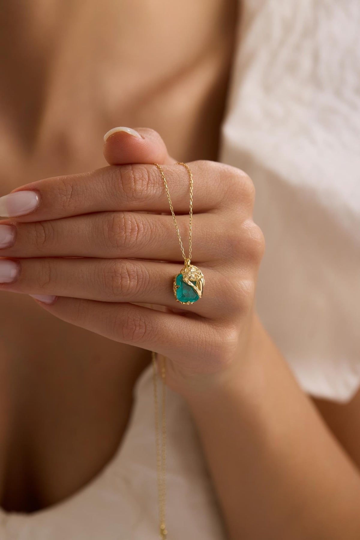 Green Zircon Necklace Silver 925 | Dainty Gold Muse Pendant | Elegant Jewelry Gift