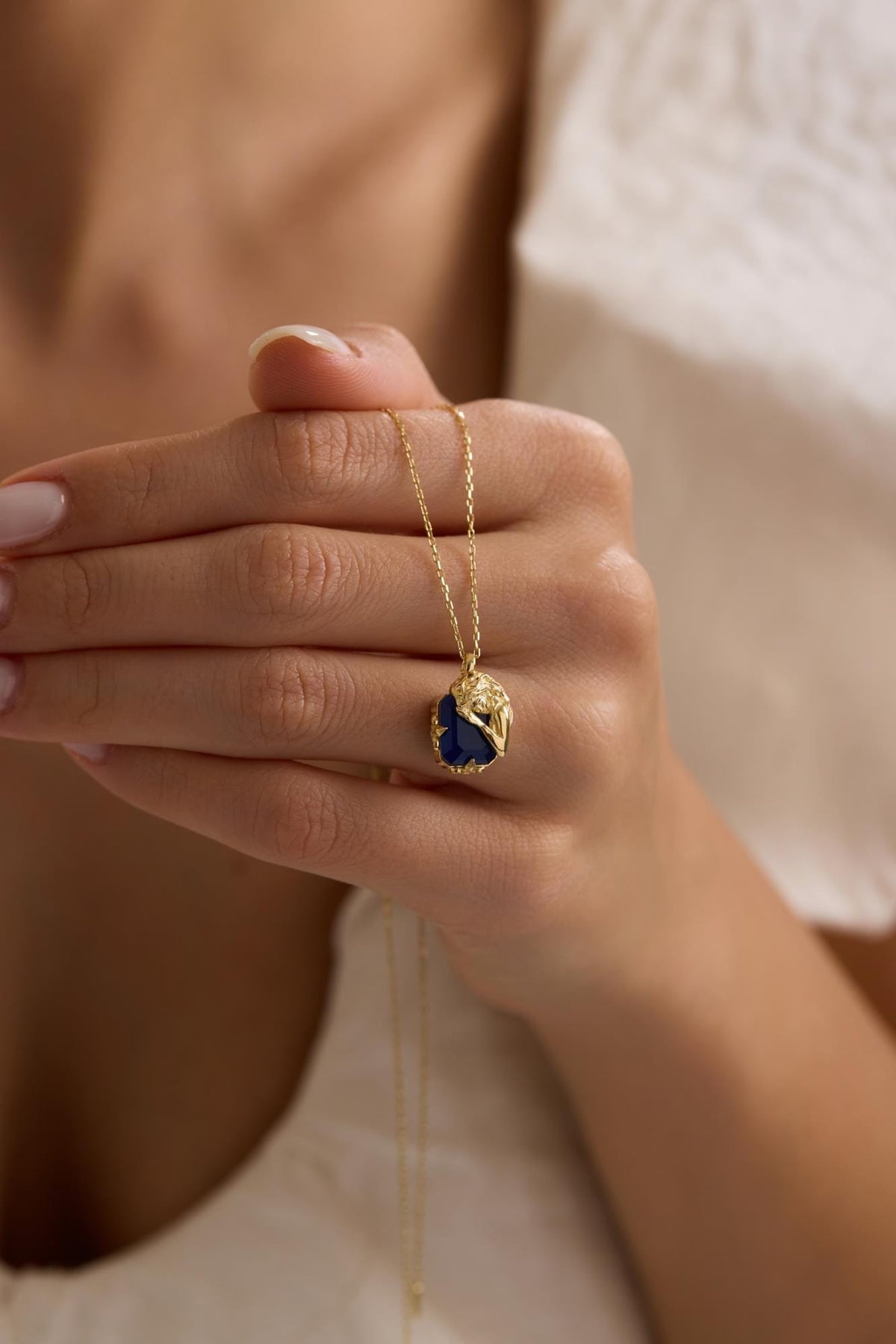 Blue Zircon Fairy Necklace Silver 925 | Dainty Gold Muse Pendant | Elegant Gift