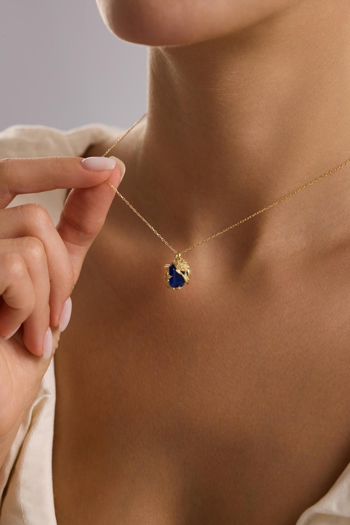 Blue Zircon Fairy Necklace Silver 925 | Dainty Gold Muse Pendant | Elegant Gift