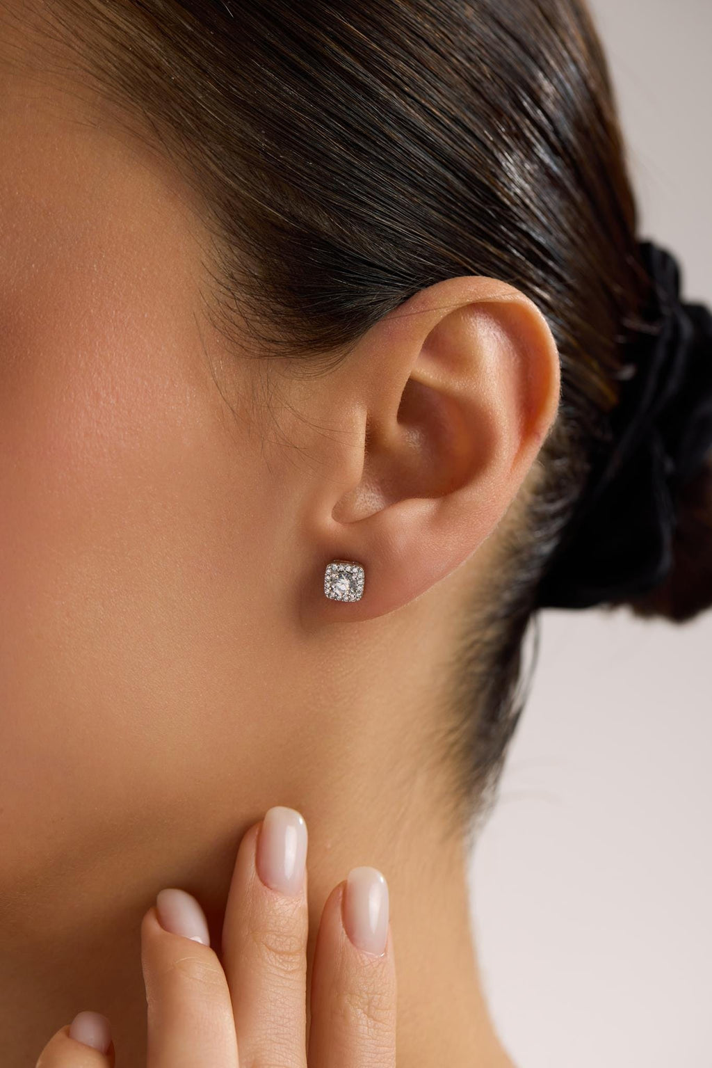 Sterling Silver Solitaire Stud Earrings | Zircon Minimal Design  (NRZ1000875)