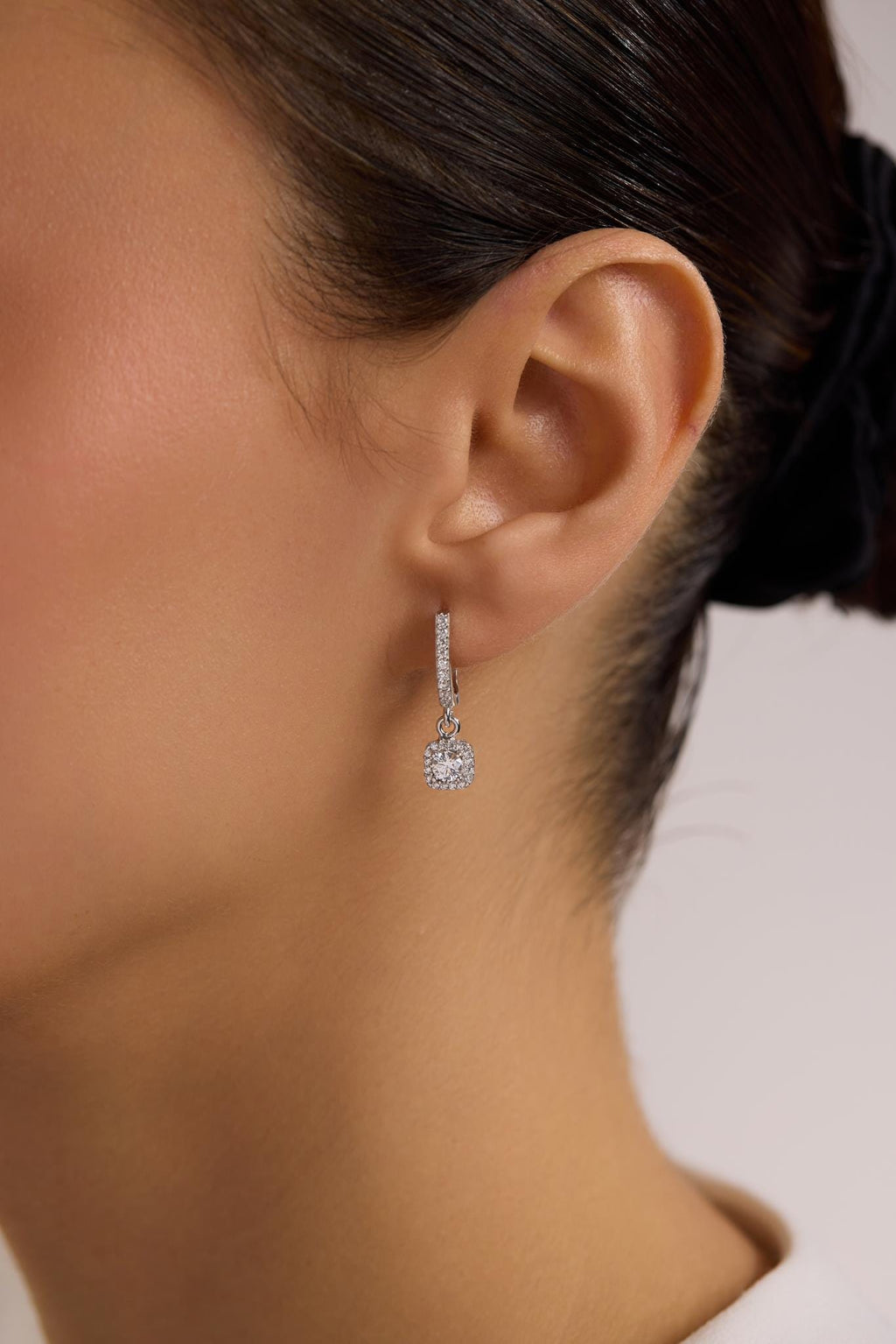 Sterling Silver Solitaire Drop Earrings | Zircon Dangle (NRZ1000874)