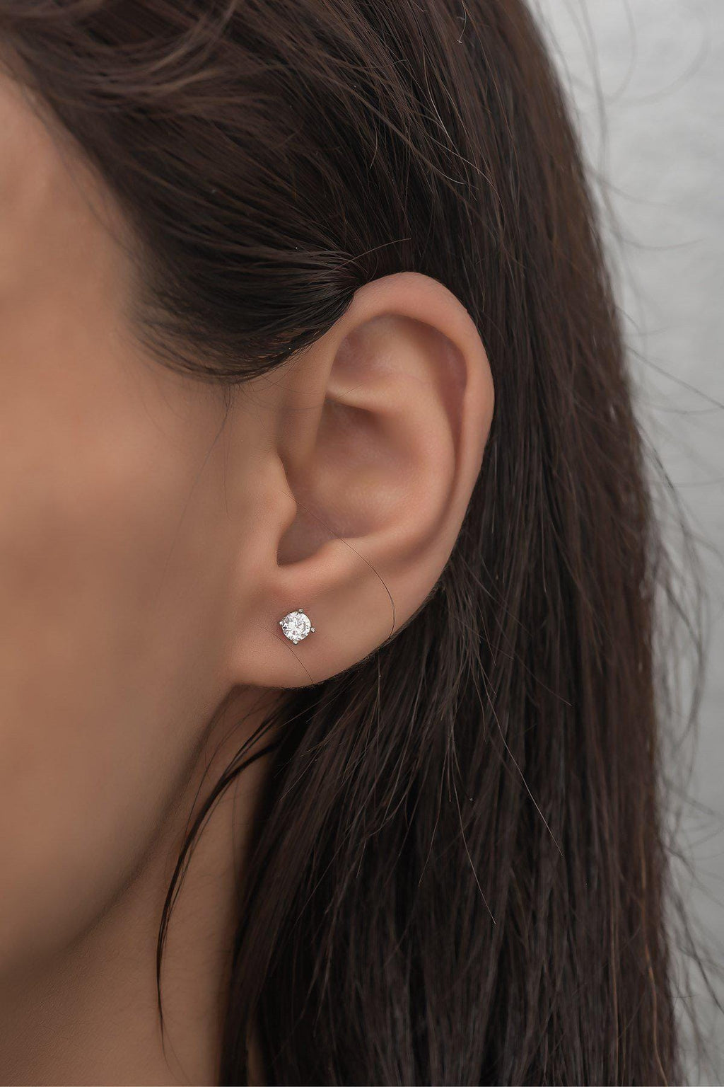 Sterling Silver 4 mm Solitaire Stud Earrings | Zircon Minimal  (NRZ99283)