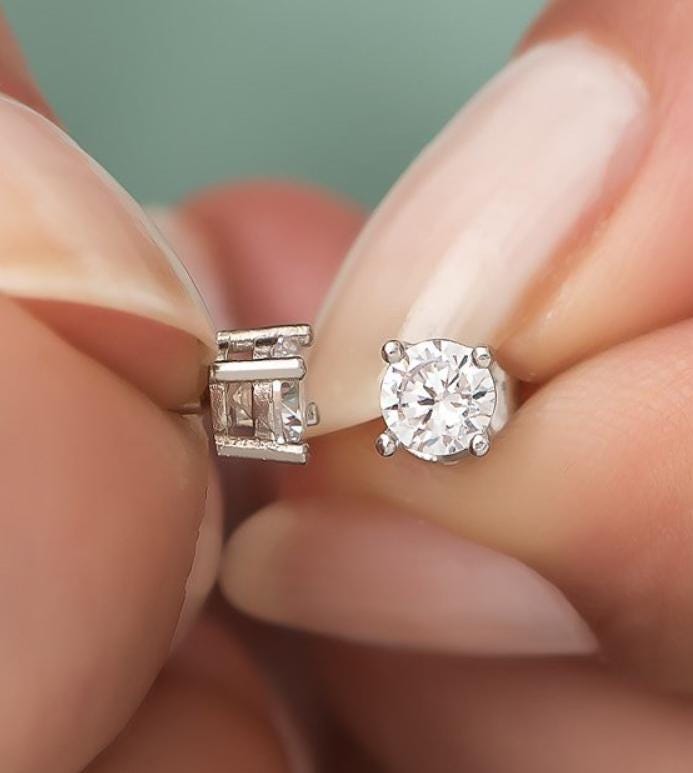 Sterling Silver 4 mm Solitaire Stud Earrings | Zircon Minimal  (NRZ99283)