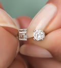 Sterling Silver 4 mm Solitaire Stud Earrings | Zircon Minimal  (NRZ99283)