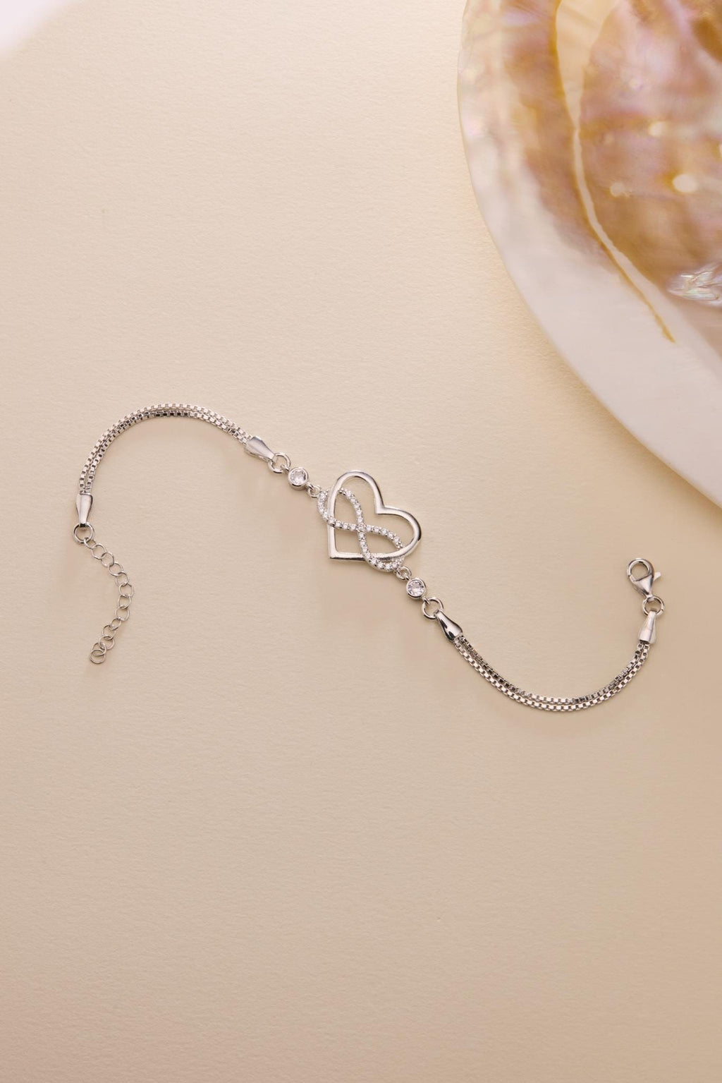 Infinity Heart Bracelet | 925 Sterling Silver Bracelet | Zircon Love Jewelry