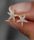 Sterling Silver Rose Gold Starfish Stud Earrings | Zircon (NRZ99801)