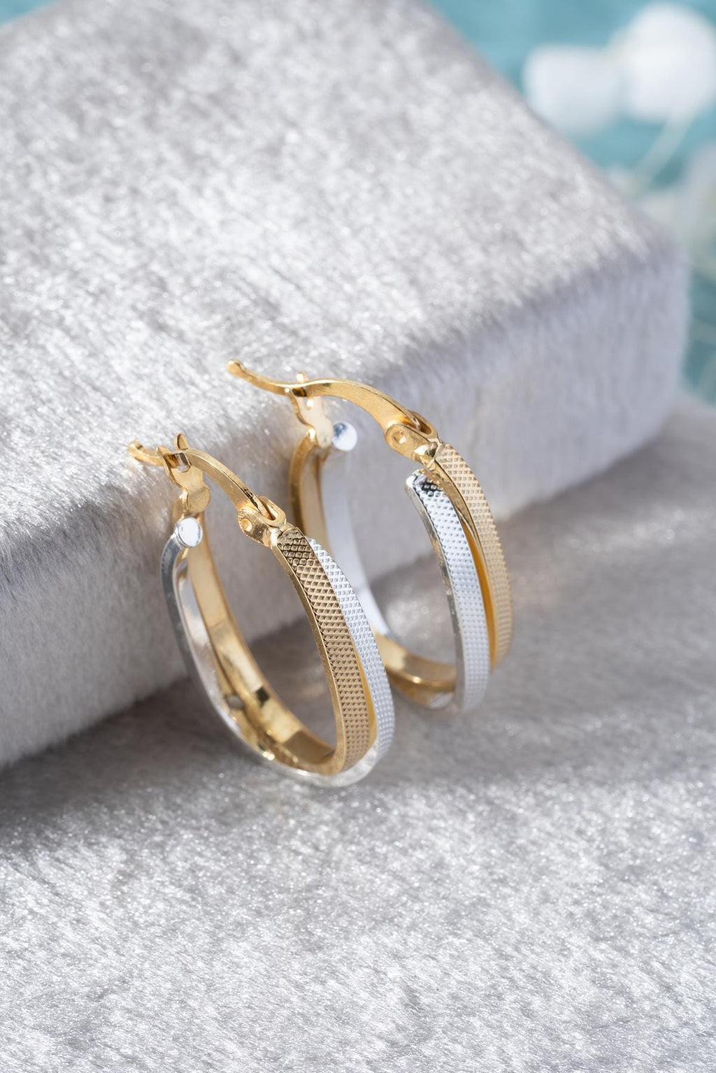 Two Tone Sterling Silver U Shape Earrings | Modern Minimalist Jewelry