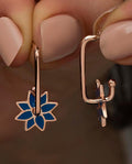 925 Sterling Silver Blue Enamel Windmill Earrings | Rose Gold Plated Minimal Jewelry (NRZ998498)