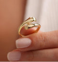 Holding Hands Ring, Adjustable 925 Sterling Silver Gold Plated Ring for Women (NRZ999851)