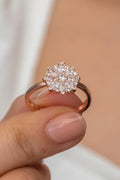 Flower Ring, Adjustable 925 Sterling Silver White Zircon Ring for Women (NRZ998964)
