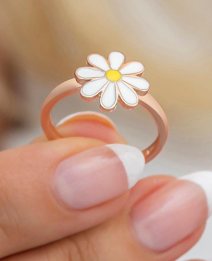 Daisy Ring, Adjustable 925 Sterling Silver Floral Ring for Women (NRZ998511)