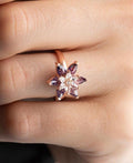 Lotus Flower Ring | 925 Sterling Silver Adjustable Rose Gold Plated Zircon Ring