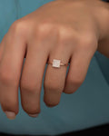 Square Zircon Ring | 925 Sterling Silver Adjustable Rose Gold Plated Ring
