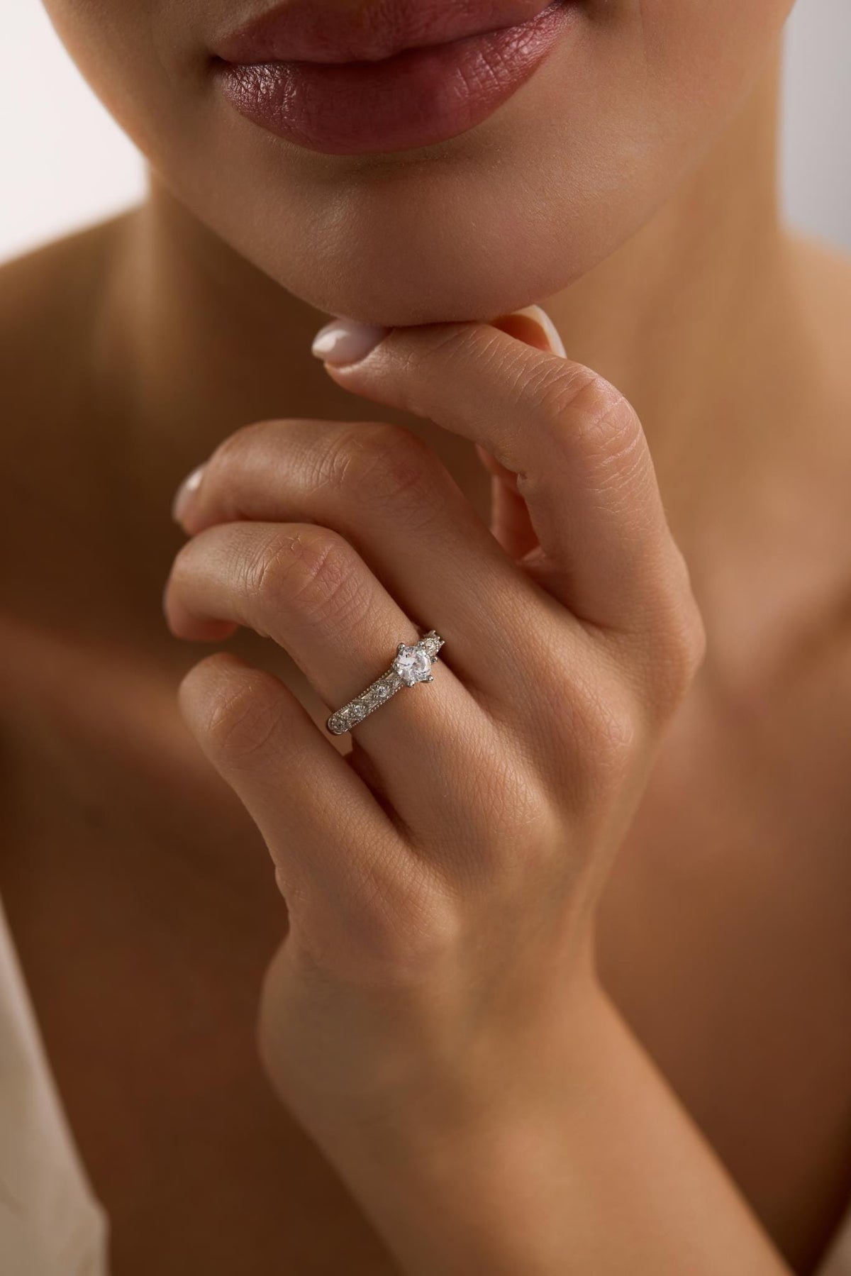 Solitaire Zircon Ring | 925 Sterling Silver Adjustable Rhodium Plated Ring
