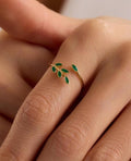 Olive Branch Ring | 925 Sterling Silver Adjustable Gold Plated Minimal Ring