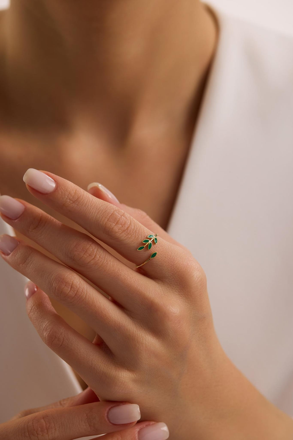 Olive Branch Ring | 925 Sterling Silver Adjustable Gold Plated Minimal Ring