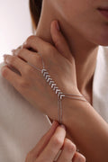Sterling Silver Virgo Hand Chain Bracelet | Zircon Shahmaran Jewelry