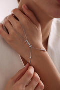 Sterling Silver Arrow Hand Chain Bracelet | Zircon Shahmaran Jewelry