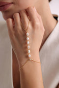 Gold Plated Sterling Silver Pearl Hand Chain Bracelet | Shahmaran Jewelry