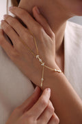 Gold Plated Sterling Silver Arrow Shahmaran Bracelet, Zircon Hand Chain