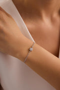 Sterling Silver Solitaire Bracelet | Minimal Zircon Stone (NRZ1000871)