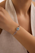 Sterling Silver Aquamarine Teardrop Bangle | Solitaire  (NRZ1000862)