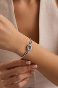 Sterling Silver Baguette Aquamarine Bracelet | Zircon (NRZ1000859)