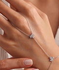 Silver Lotus Hand Chain Bracelet | 925 Sterling Silver Minimal Jewelry (NRZ999837)