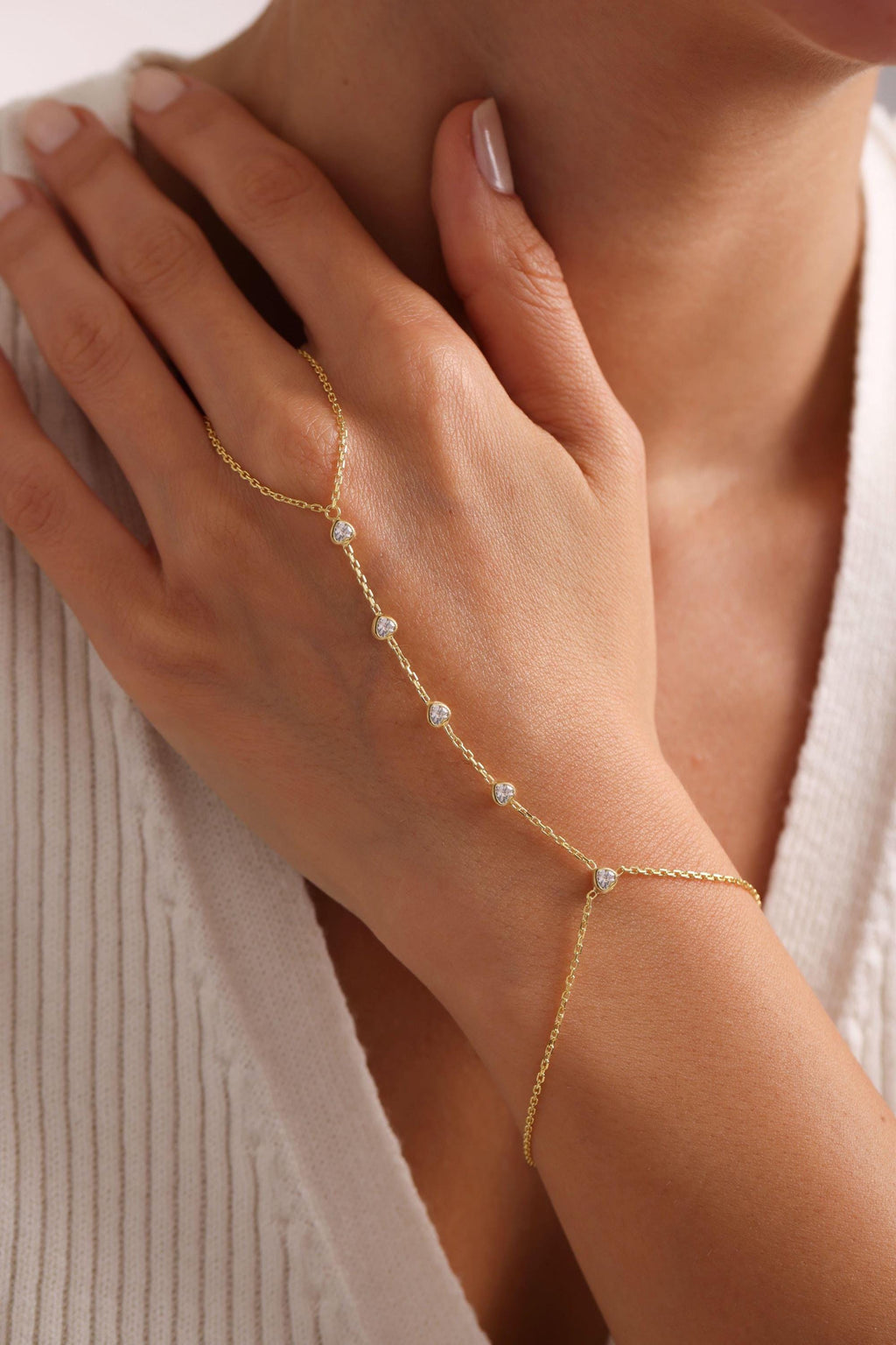 Heart Hand Chain Bracelet | 925 Sterling Silver Bracelet | Gold Plated Jewelry
